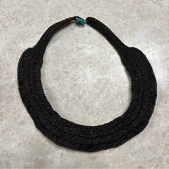 Faux Turquoise and Gold Filigree Bib Necklace - Picture 2 of 2